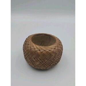 Handwoven Mini Basket Bowl‎ Wicker Reed Rustic Primitive Cottage Decor Lined